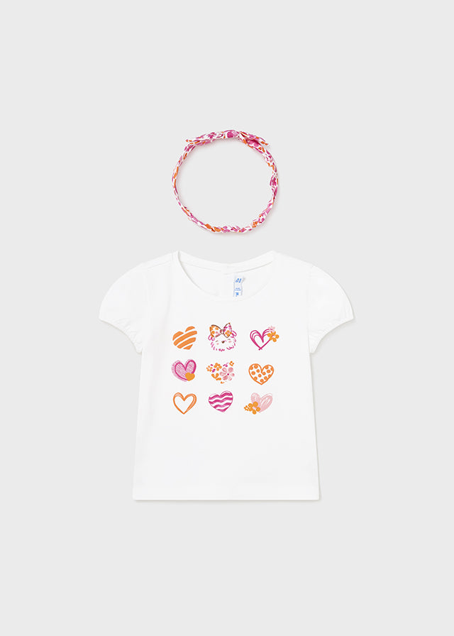 Kurzarm Shirt mit Knopfverschluss hinten und passendem Haarband von Mayoral