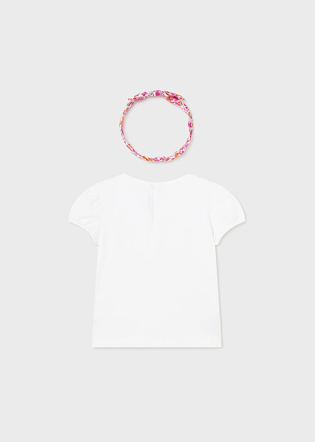 Kurzarm Shirt mit Knopfverschluss hinten und passendem Haarband von Mayoral