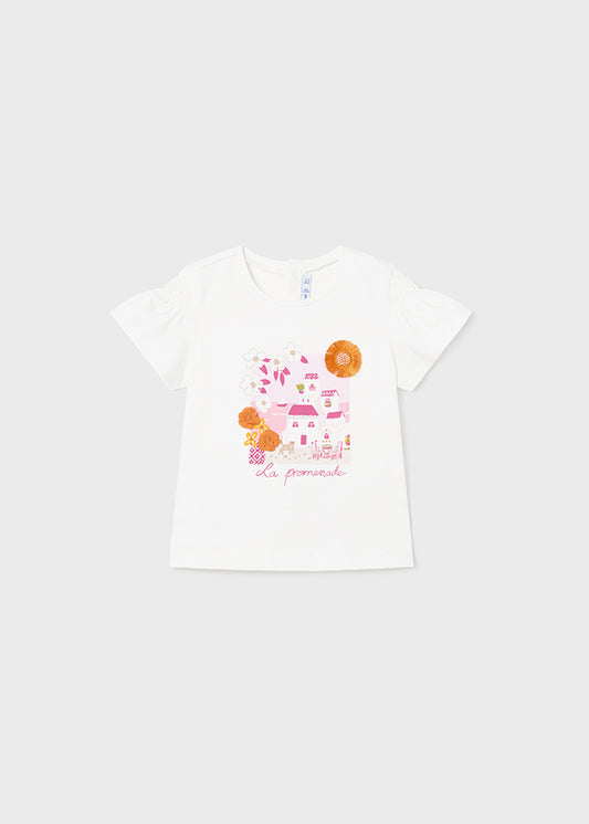 Kurzarm Shirt mit Blumenapplikationen von Mayoral