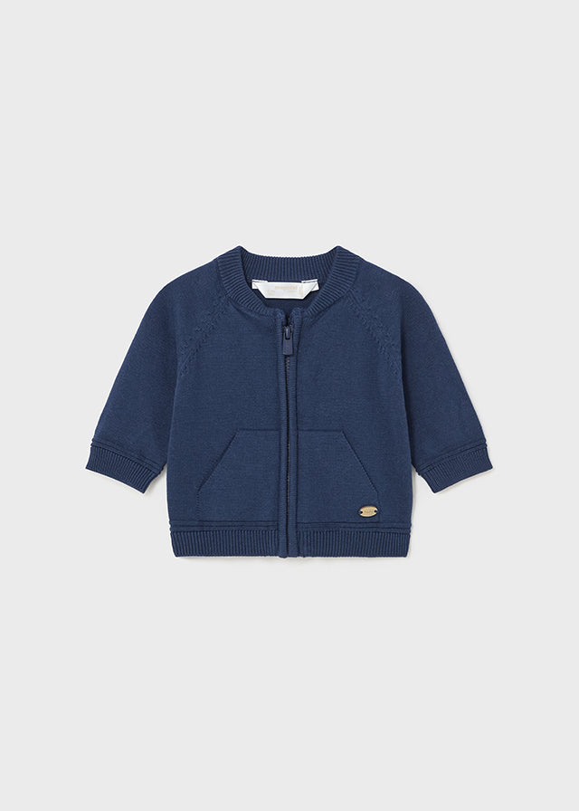 Strickjacke mit Bomberkragen, Reißverschluss und Taschen auf der Vorderseite aus der festlichen Kollektion von Mayoral