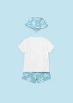 3-teilliges Set bestehend aus T-Shirt, kurzer Hose und einem Hut von Mayoral