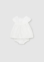 Kleid mit Schleife, Rundkragen, Reißverschluss und passenden Windelhöschen aus der festlichen Kollektion von Mayoral