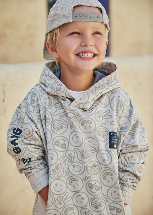 Kapuzenpullover in grau mit Smileyaufdruck von Mayoral