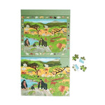 Dieses Entdeckungspuzzle wurde speziell für die Entwicklung der Beobachtungsgabe entwickelt. Nachdem du das 80-teilige Puzzle zusammengesetzt hast, beginnt deine Suche als Detektiv. Versuchen Sie, alle Tiere aus der Savanne zu finden, die Sie auf dem Spielbrett im Puzzle sehen. Hast du sie alle gefunden? Das Puzzle ist magnetisch und hat die perfekte Grösse, um überallhin mitgenommen zu werden