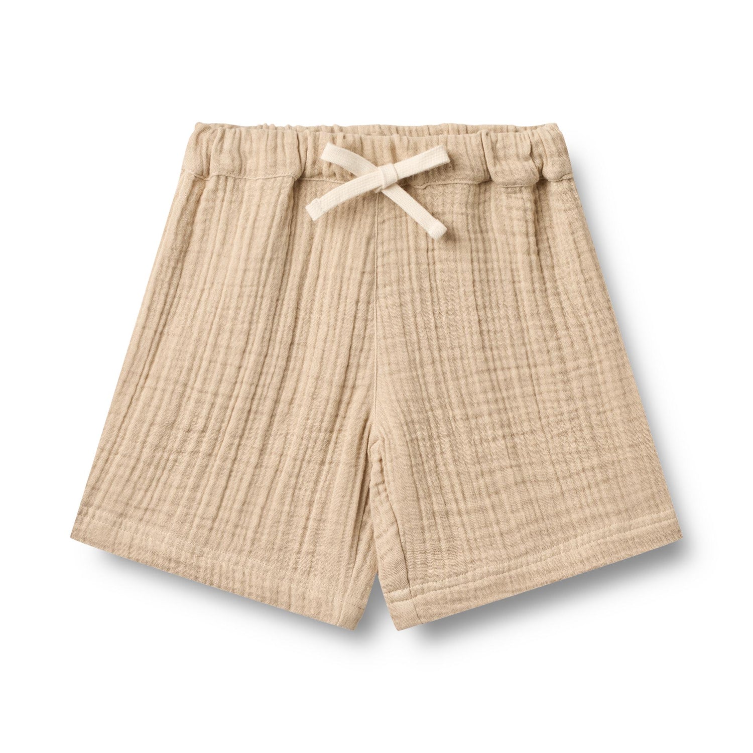 Leichte Shorts aus zartem Musselin in warmem Beige – perfekt für warme Tage. Die Shorts bestehen aus 100% Bio-Baumwolle und bieten maximalen Komfort und Atmungsaktivität. Das natürliche Material ist sanft zur Haut und umweltfreundlich. Ideal für Freizeit und entspannte Sommertage.