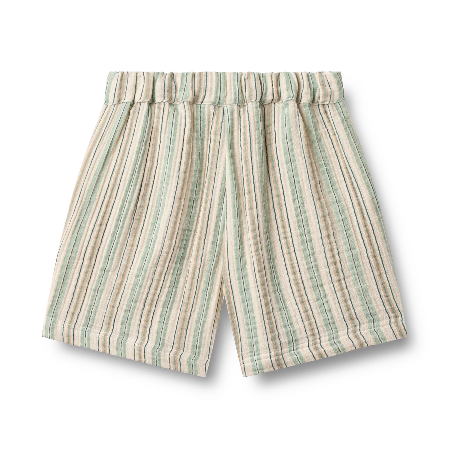 Leichte Shorts aus hochwertigem Musselin in zartem Wheat-Ton mit feinen Streifen. Das atmungsaktive Material aus 100% Bio-Baumwolle bietet maximalen Komfort für warme Tage. Der lockere Schnitt ermöglicht volle Bewegungsfreiheit und macht diese Shorts zum perfekten Begleiter für Freizeit und Alltag.