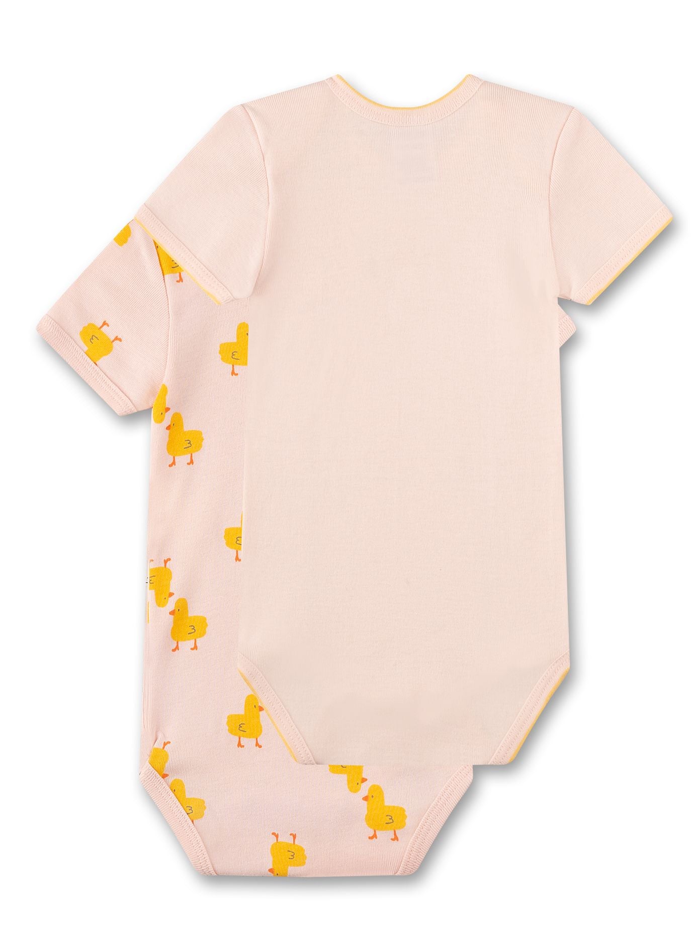 Doppelpack bestehend aus zwei Bodys für Mädchen in Rosa und Entchen-Alloverprint von Sanetta