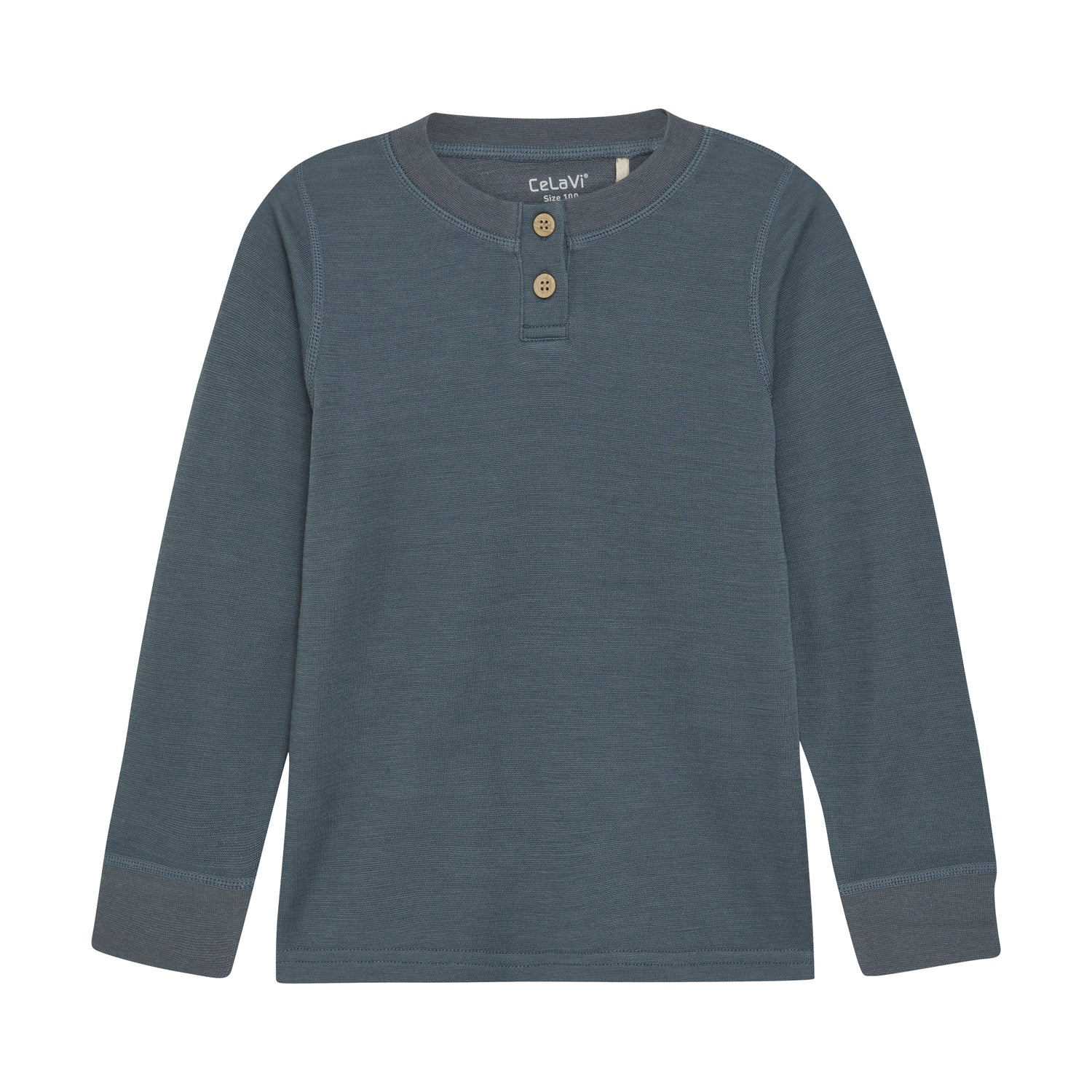 Dieses blaue Langarmshirt aus Wolle mit Knöpfen ist perfekt für Babys. Es ist angenehm zu tragen und hält Ihr Baby warm. Stilvoll und komfortabel für alle Gelegenheiten.
