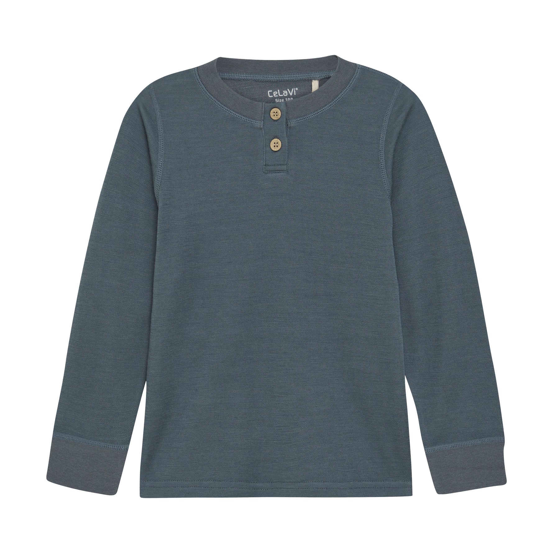 Dieses blaue Langarmshirt aus Wolle mit Knöpfen ist perfekt für Babys. Es ist angenehm zu tragen und hält Ihr Baby warm. Stilvoll und komfortabel für alle Gelegenheiten.