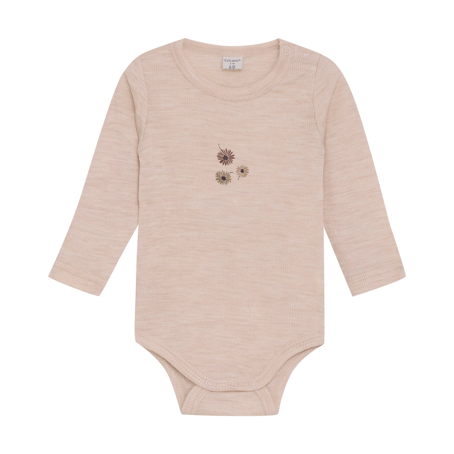 Dieses langärmlige Body von Celavi besticht durch ein zartes Muster kleiner Blümchen und bietet Komfort sowie Stil für Ihr Kind.