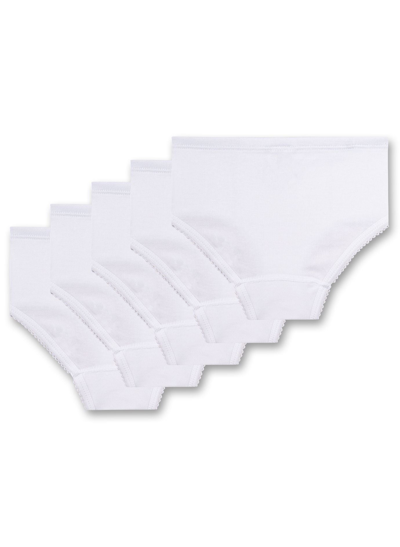 Basic-Set für Mädchen bestehend aus weißen Hüftslips im vorteilhaften 5er-Pack von Sanetta