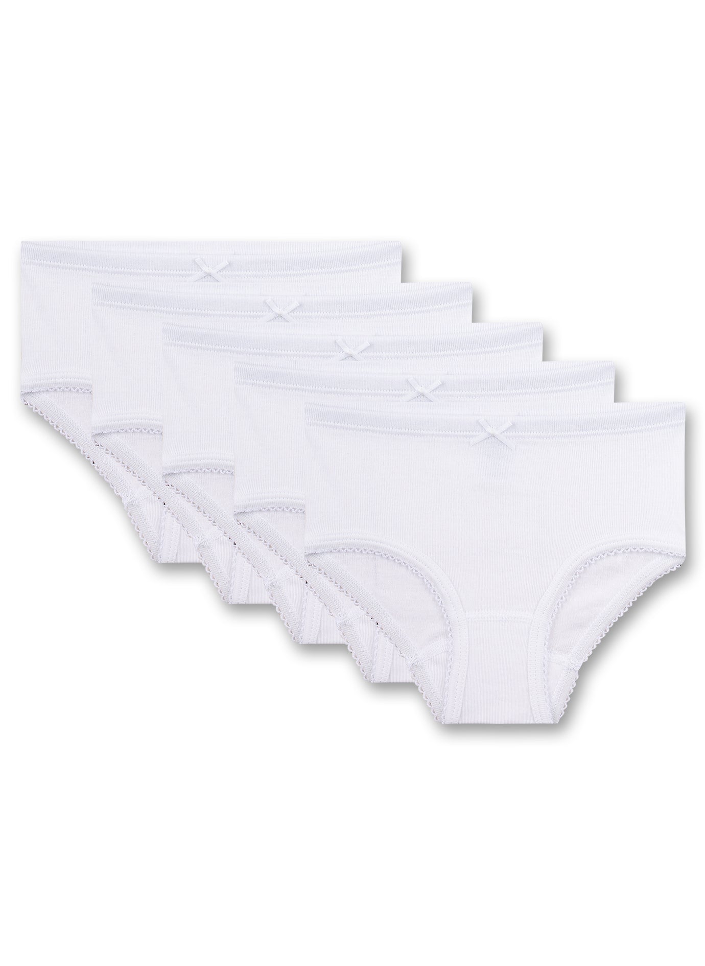 Basic-Set für Mädchen bestehend aus weißen Hüftslips im vorteilhaften 5er-Pack von Sanetta