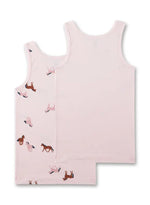 Dieses Doppelpack rosa Unterhemden von Sanetta überzeugt mit einem charmanten Pferdemotiv und bietet angenehmen Tragekomfort für jeden Tag.