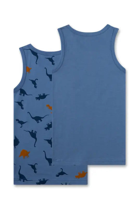 Dieses Doppelpack Unterhemden von Sanetta überzeugt in Blau mit einem charmanten Dinosaurier-Print und bietet bequemen Tragekomfort für den Alltag.
