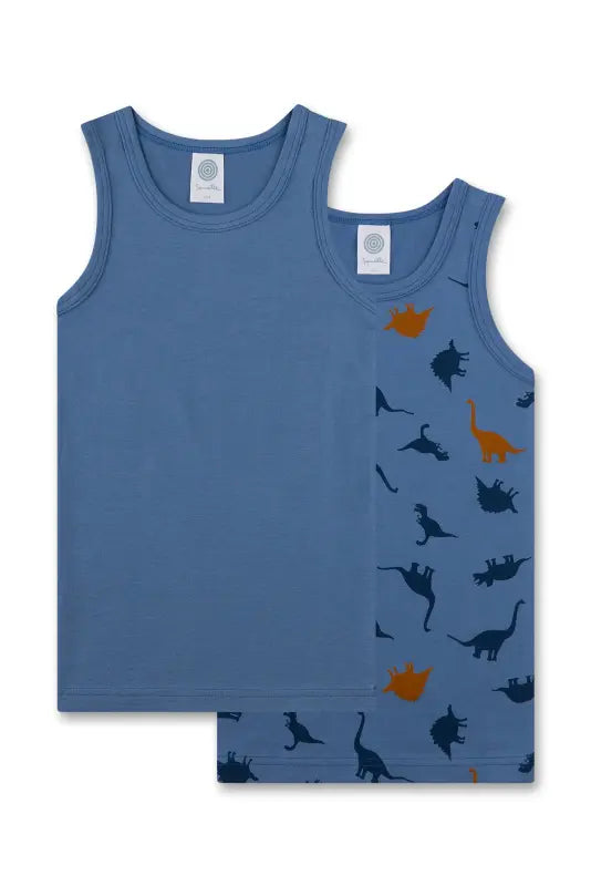 Dieses Doppelpack Unterhemden von Sanetta überzeugt in Blau mit einem charmanten Dinosaurier-Print und bietet bequemen Tragekomfort für den Alltag.