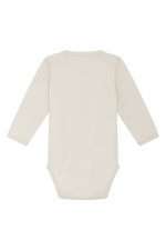 Weißer Langarm-Body aus hochwertiger Wolle von Hust &amp; Claire, der Komfort und Wärme perfekt vereint.