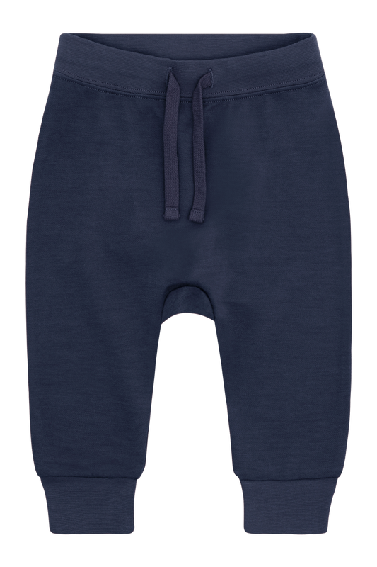 Diese dunkelblauen Sweatpants aus hochwertiger Wolle von Hust &amp; Claire bieten Komfort und Stil in einem.