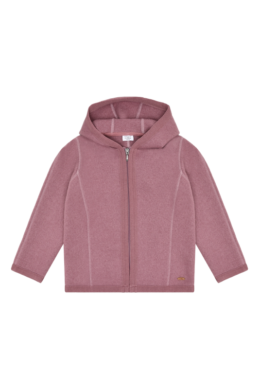 Die rosa Wolljacke von Hust &amp; Claire sorgt für wohlige Wärme und ein angenehmes Tragegefühl.