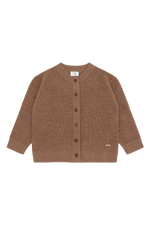 Dieser kuschelige Wollcardigan in Braun von Hust &amp; Claire bringt Wärme und Stil mit einem Augenzwinkern in deinen Kleiderschrank.