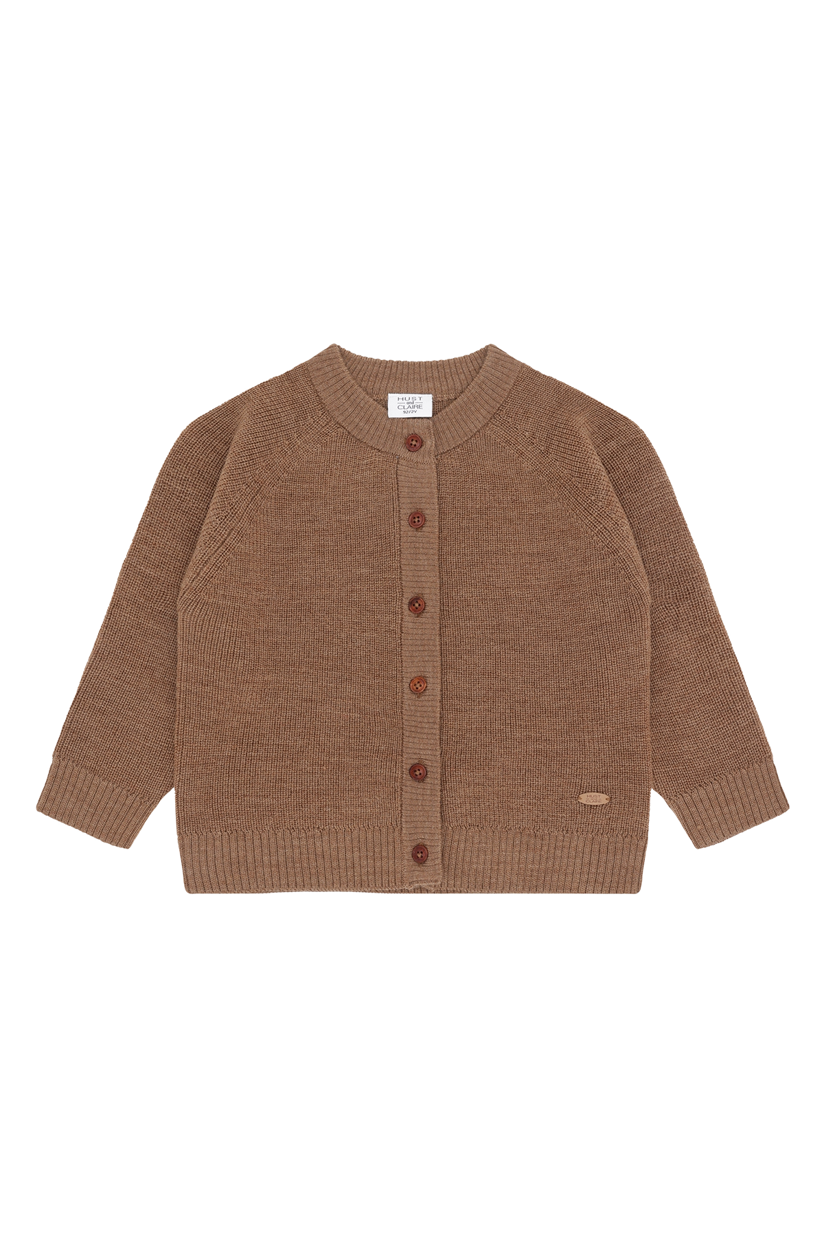 Dieser kuschelige Wollcardigan in Braun von Hust &amp; Claire bringt Wärme und Stil mit einem Augenzwinkern in deinen Kleiderschrank.