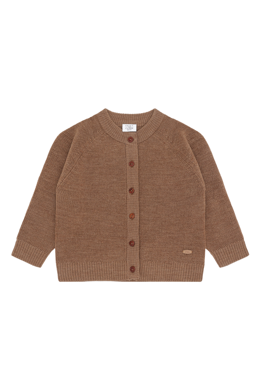 Dieser kuschelige Wollcardigan in Braun von Hust &amp; Claire bringt Wärme und Stil mit einem Augenzwinkern in deinen Kleiderschrank.