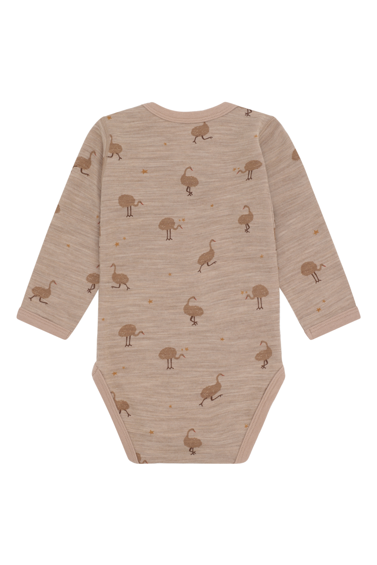 Dieser langärmlige Body von Hust &amp; Claire in Beige besticht durch ein charmantes Straußenmuster und bietet Ihrem Kind angenehmen Tragekomfort.