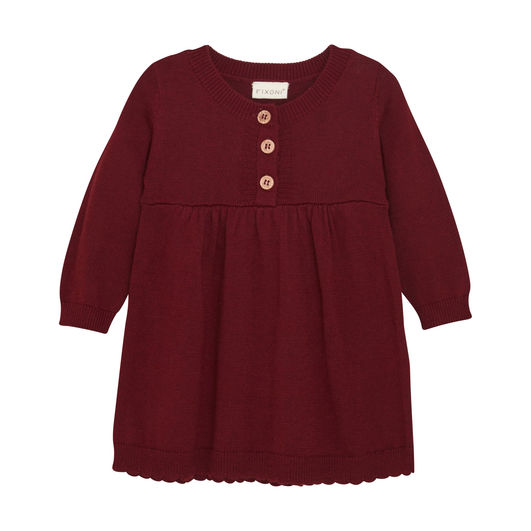 Verleihen Sie Ihrem Baby mit diesem Strickkleid in bordeauxe rot einen schicken und bequemen Look. Das weiche Material sorgt für ein angenehmes Tragegefühl, während das auffällige Design für bewundernde Blicke sorgt. Perfekt für jeden Anlass und einfach anzuziehen.