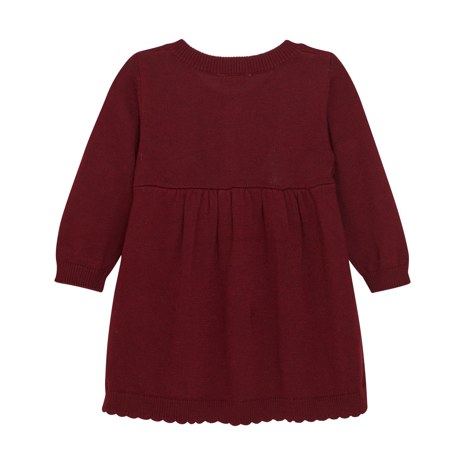 Verleihen Sie Ihrem Baby mit diesem Strickkleid in bordeauxe rot einen schicken und bequemen Look. Das weiche Material sorgt für ein angenehmes Tragegefühl, während das auffällige Design für bewundernde Blicke sorgt. Perfekt für jeden Anlass und einfach anzuziehen.