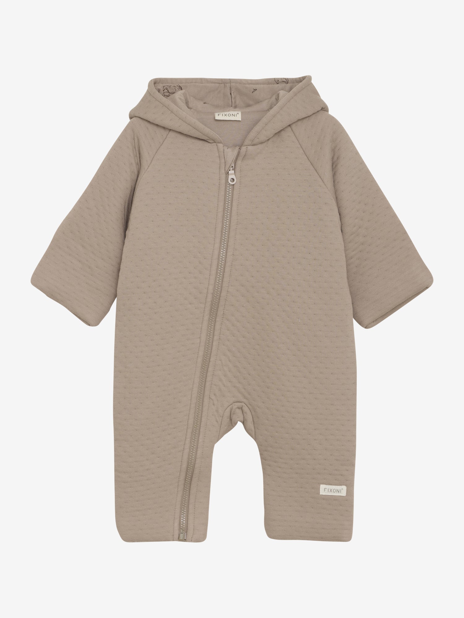 Eleganter beiger Overall mit Kapuze von Fixoni, der durch hochwertige Verarbeitung und zeitloses Design überzeugt.