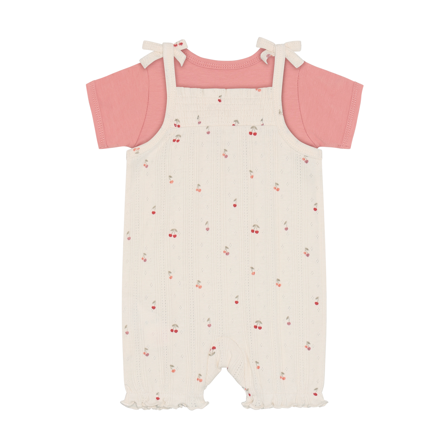 Rosa Body Set von Fixoni – perfekt für dein Baby. Hochwertiges 2-teiliges Set mit Body und Romper aus weichem Pointel-Stoff für maximalen Komfort und Bewegungsfreiheit.