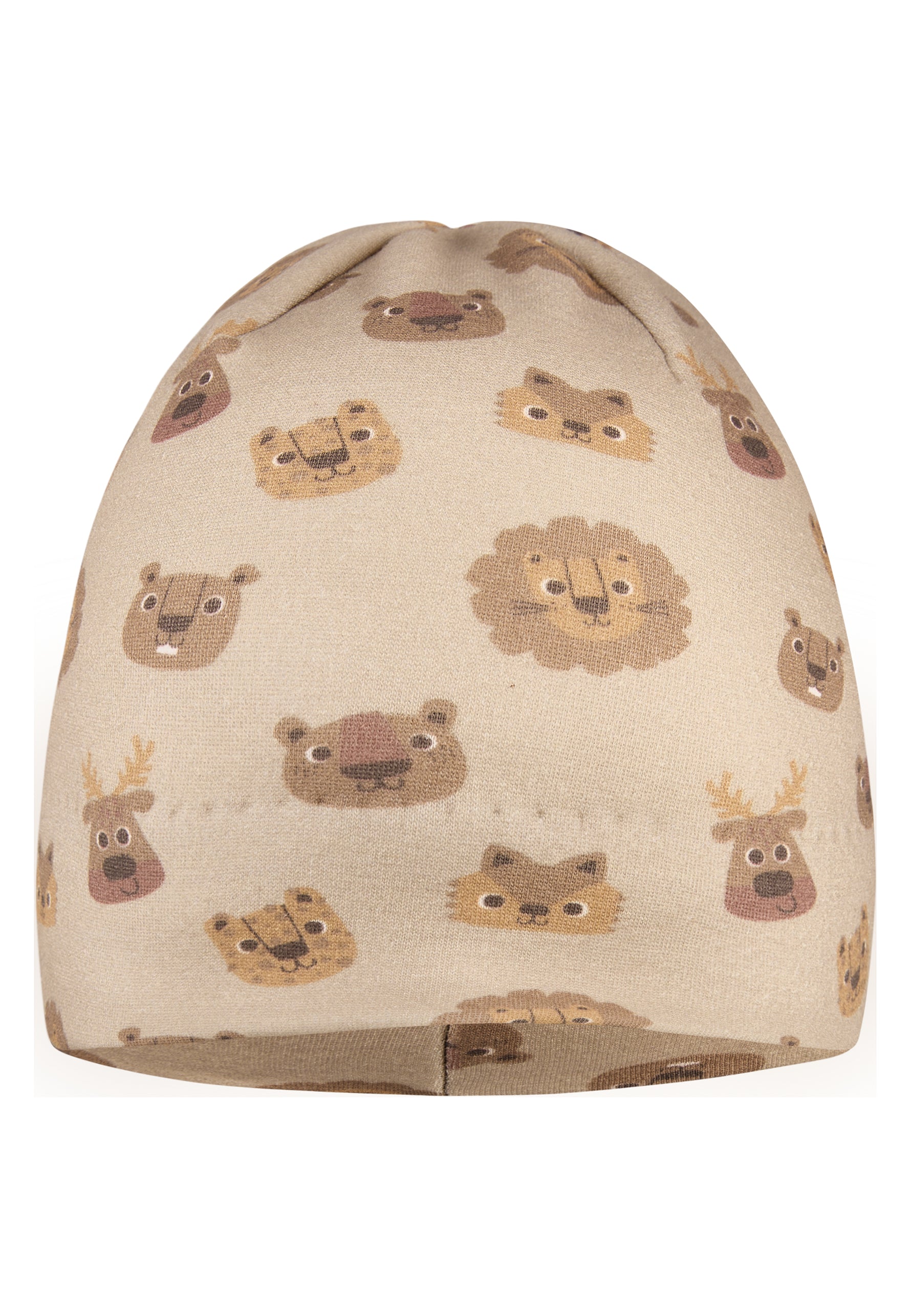 Diese braune Mütze mit Tiermotiven von Sterntaler verbindet niedliches Design mit angenehmem Tragekomfort – perfekt, um Ihrem Kind Wärme und Stil zu schenken.