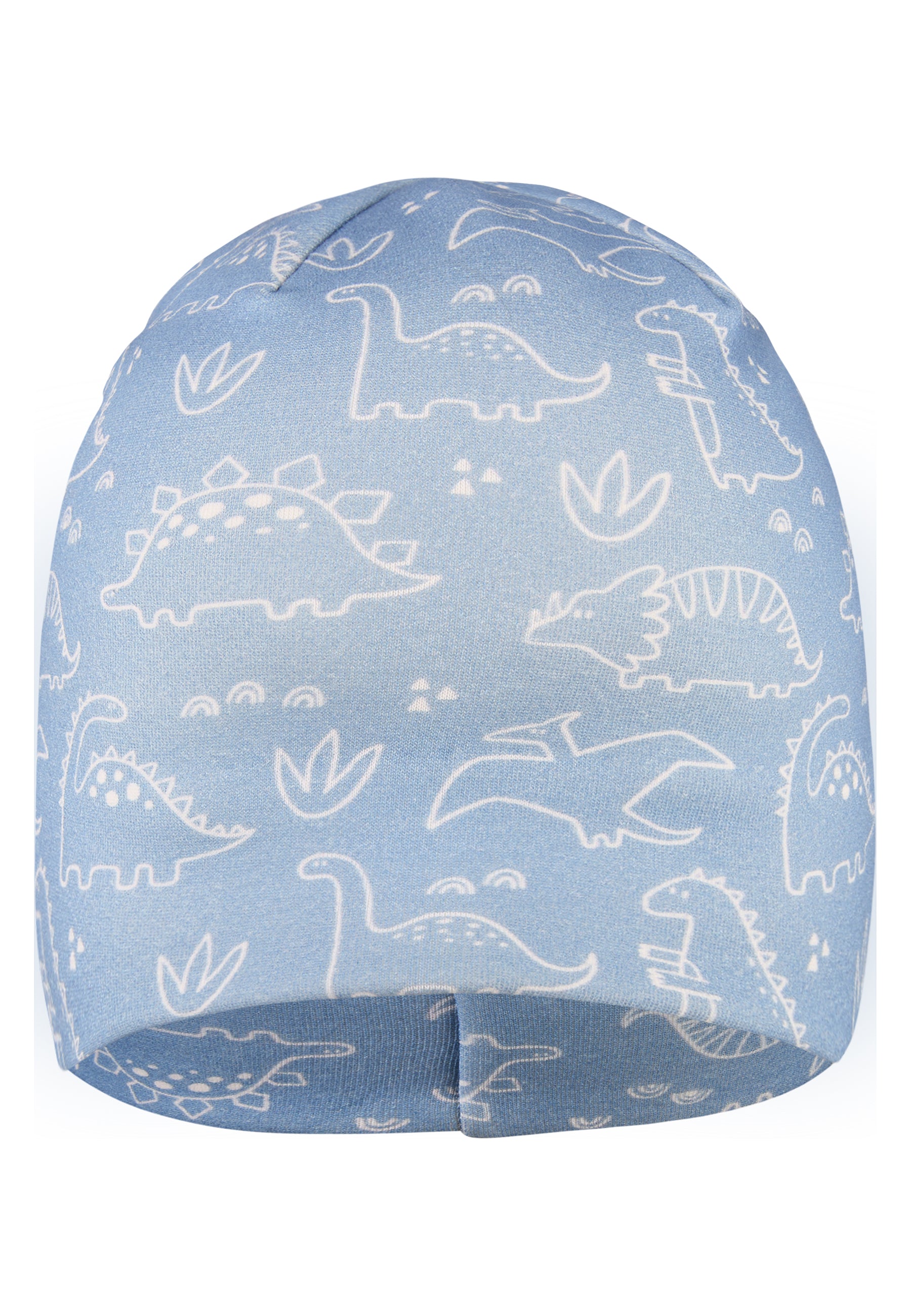 Dieser blaue Beanie von Sterntaler besticht durch ein einzigartiges Dinosaurier-Motiv und sorgt für einen stylischen Auftritt.