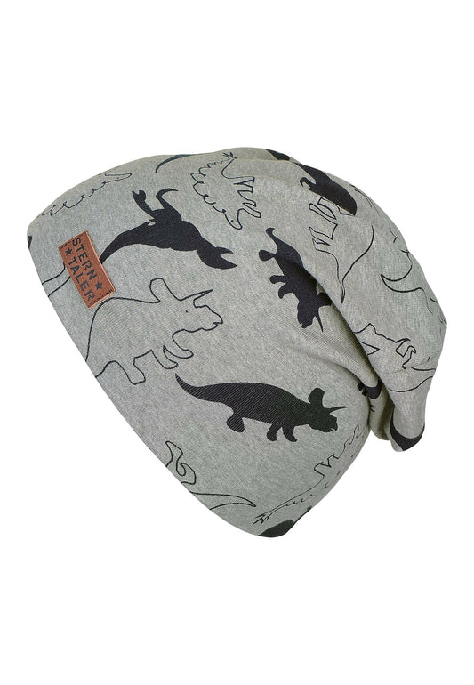 Diese graue Mütze von Sterntaler besticht durch ihr niedliches Dinosaurier-Design und sorgt für einen stylischen und warmen Auftritt.