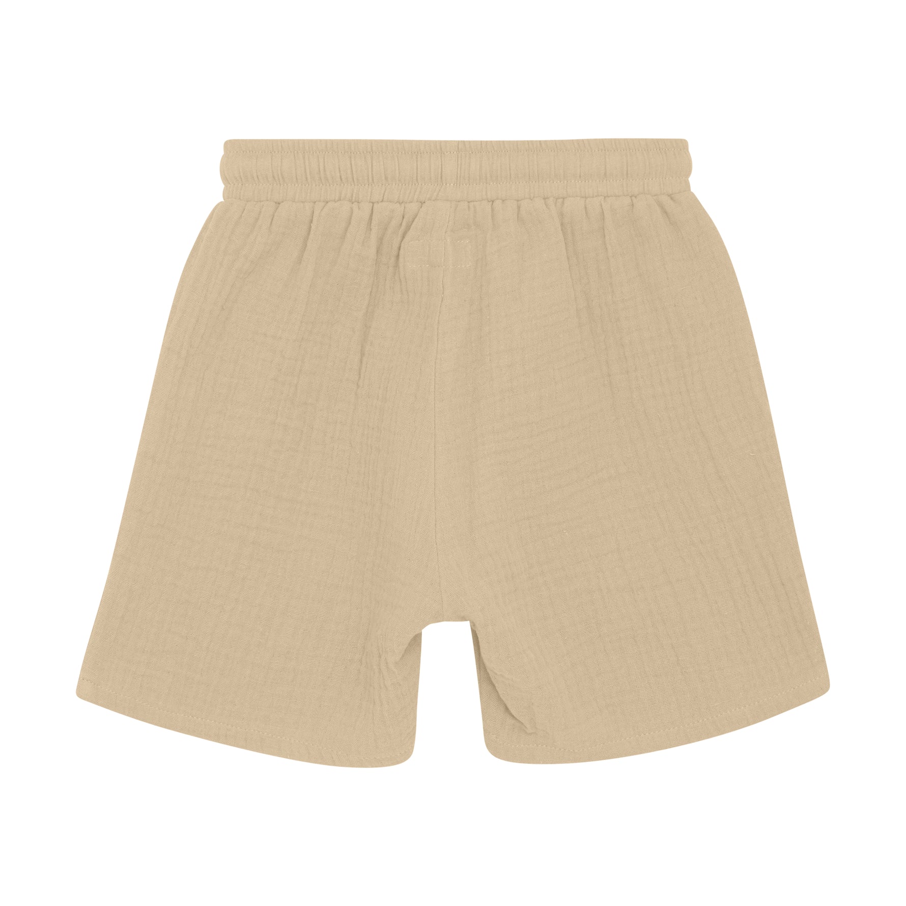 Diese kurze beige Musselin-Short bietet ein leichtes, atmungsaktives Tragegefühl – perfekt für warme Tage. Ihr weicher Stoff sorgt für angenehmen Komfort, während der lockere Schnitt Bewegungsfreiheit garantiert.&nbsp;