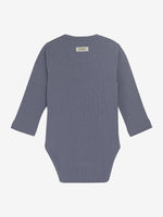 Langärmliger Rib-Body in Blau-Grau von Huttelihut – stilvoll und bequem für Ihr Kind.
