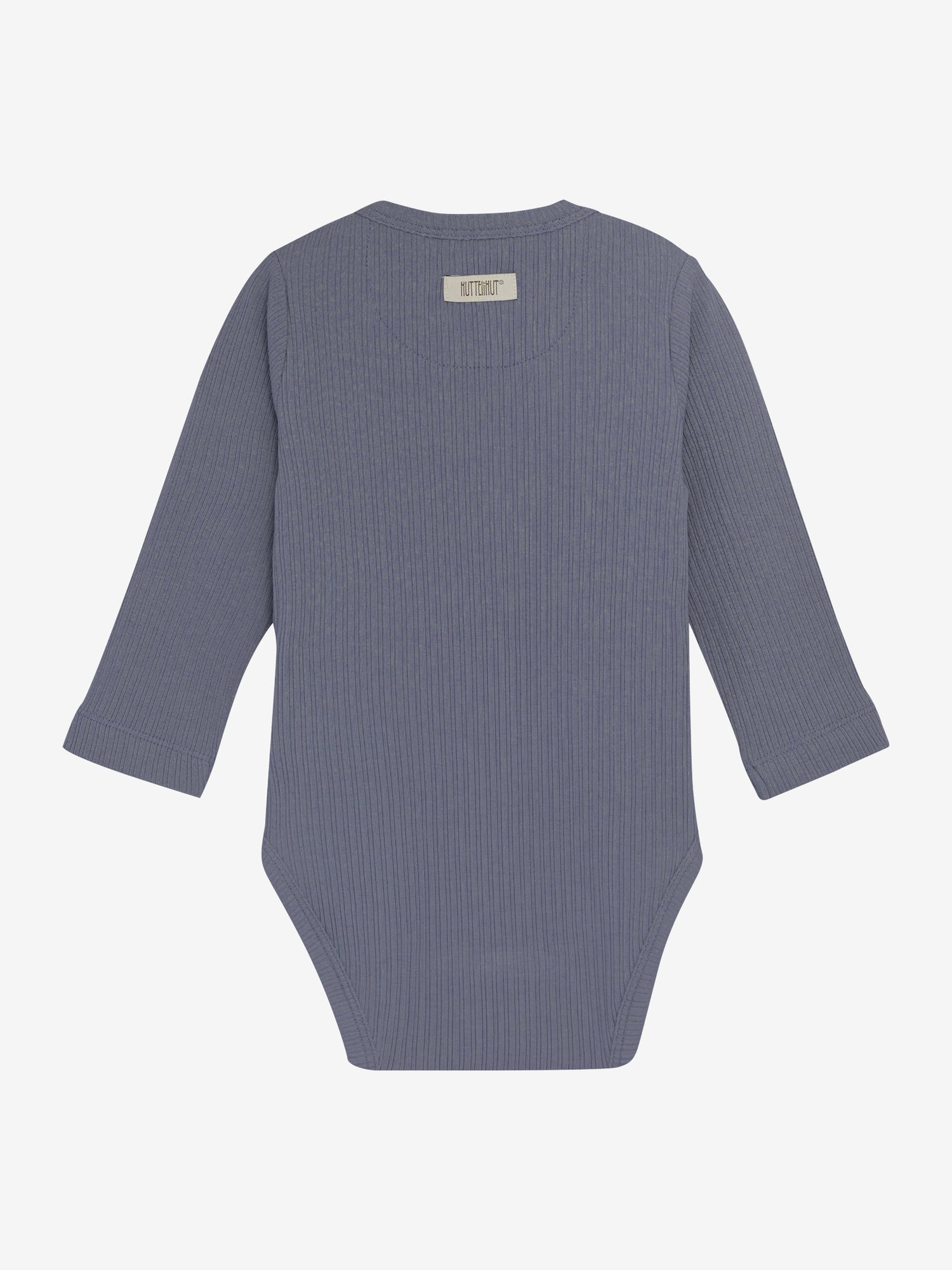 Langärmliger Rib-Body in Blau-Grau von Huttelihut – stilvoll und bequem für Ihr Kind.
