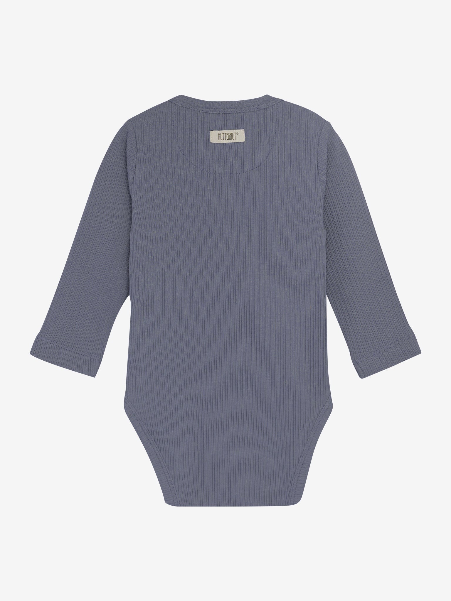 Langärmliger Rib-Body in Blau-Grau von Huttelihut – stilvoll und bequem für Ihr Kind.