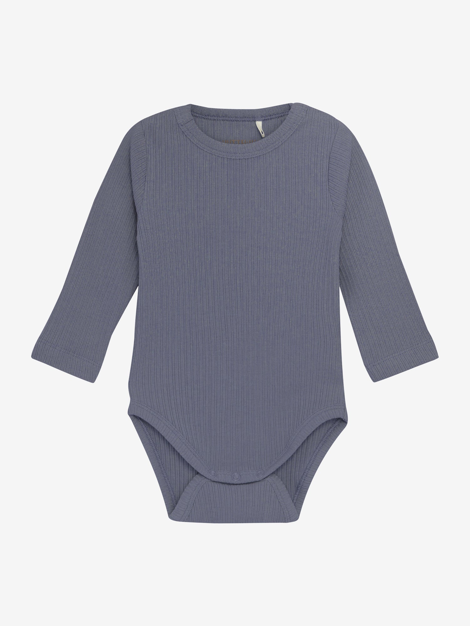Langärmliger Rib-Body in Blau-Grau von Huttelihut – stilvoll und bequem für Ihr Kind.