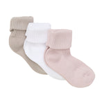 3er Pack Rib Babysocken in Rosa, Beige und Weiß von MINYMO.
