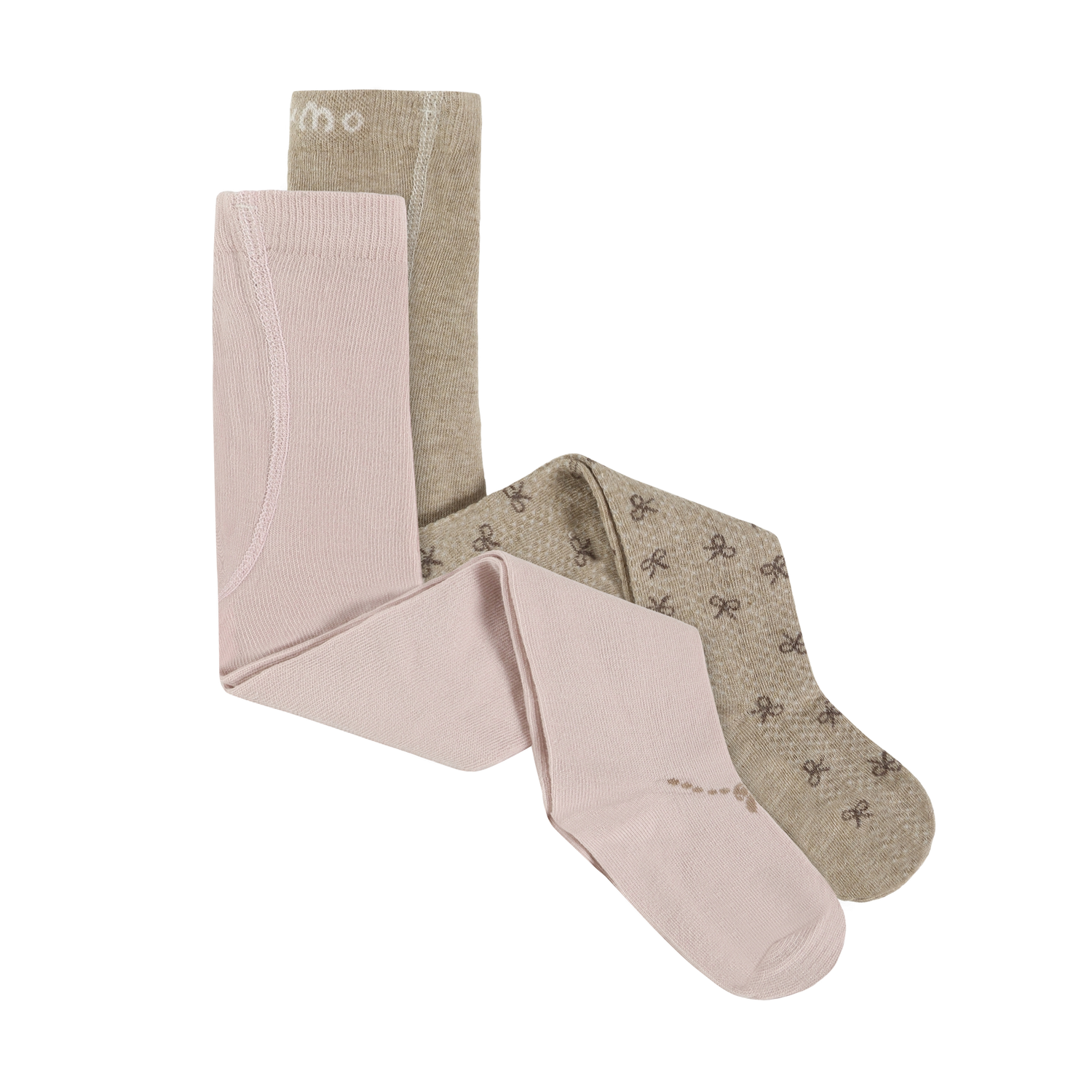 2er Pack Strumpfhosen in Braun mit Schleifenaufdruck und Rosa von MINYMO.