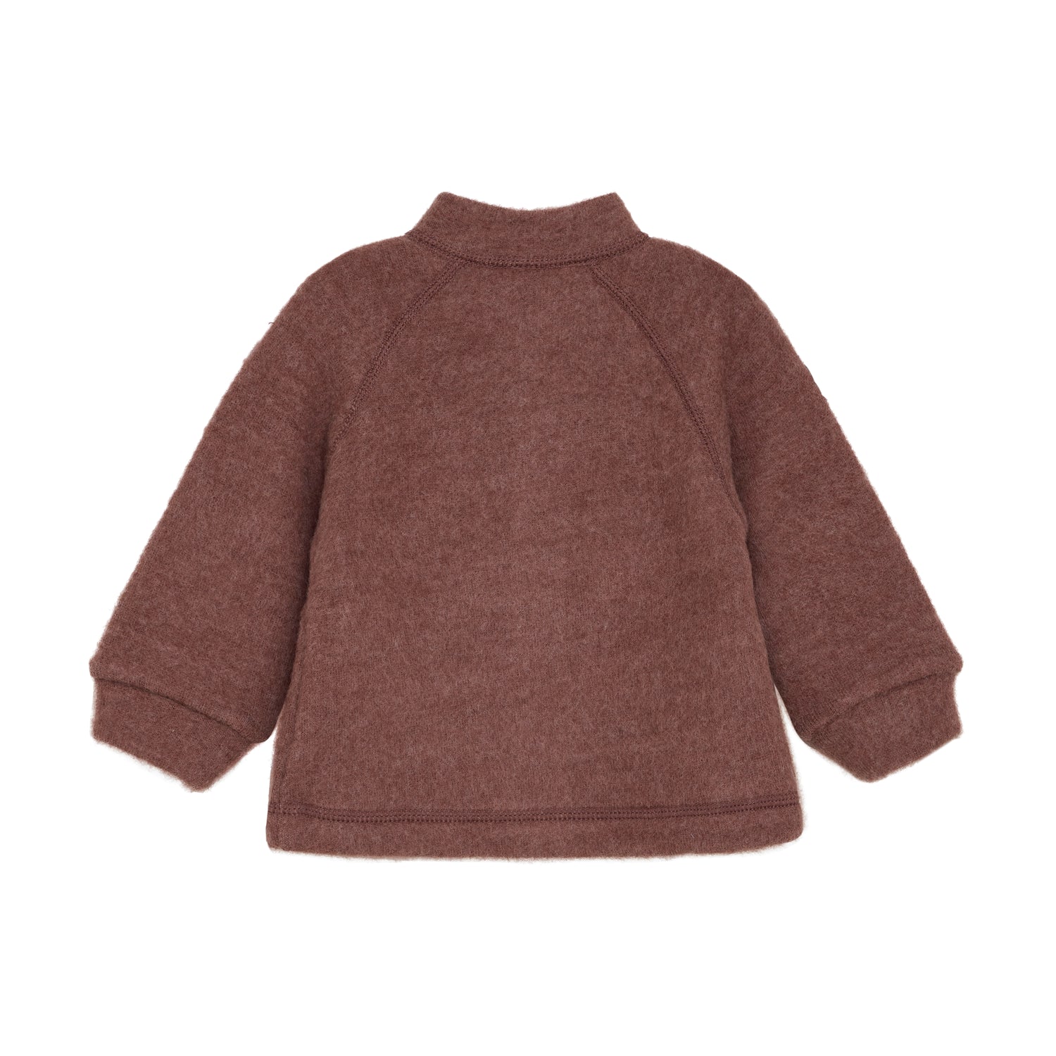 Die rot-braune Wolljacke von Celavi bietet optimalen Schutz und Komfort an kalten Tagen.