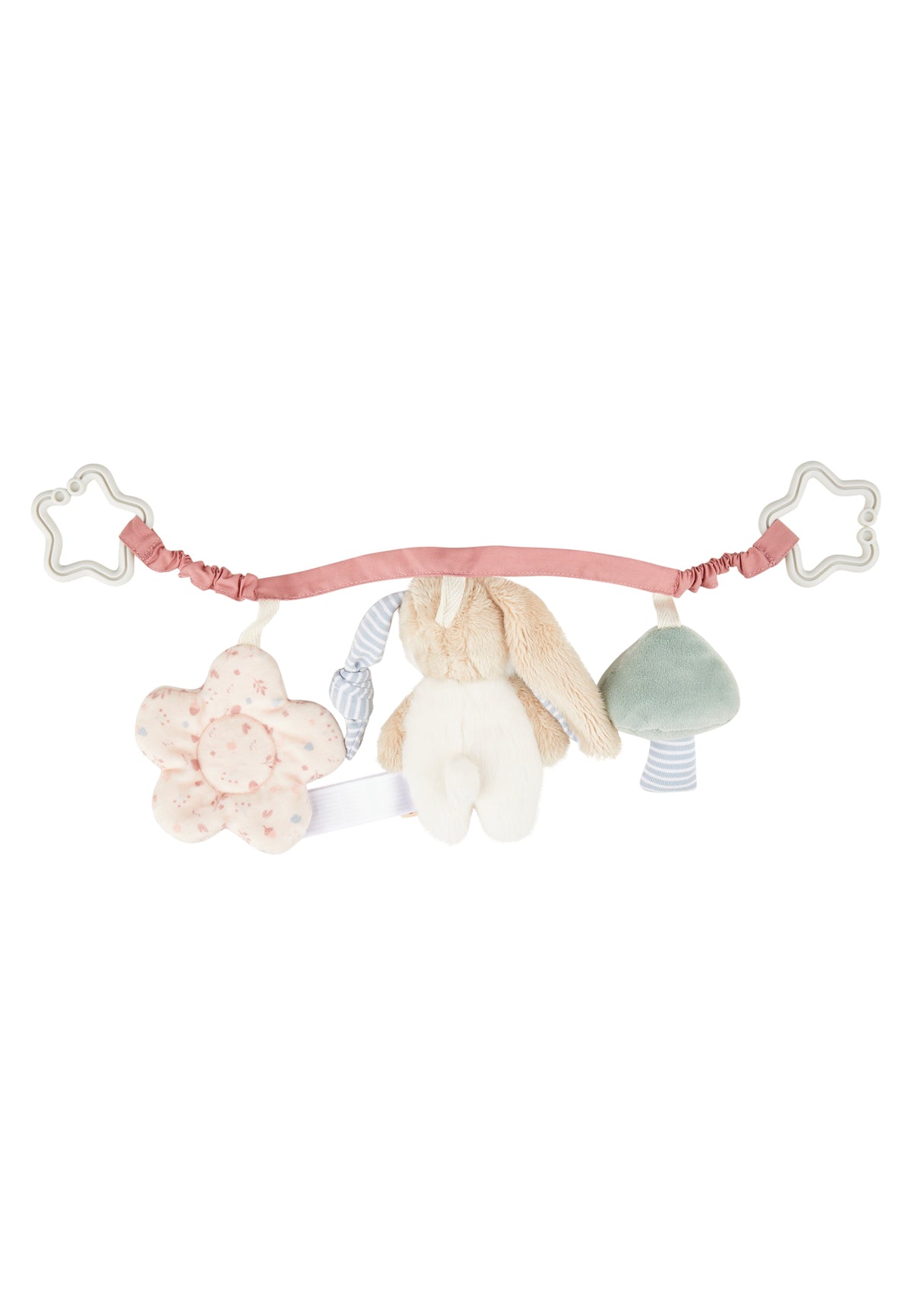Die&nbsp;Kinderwagenkette Hanni&nbsp;sorgt für Unterhaltung unterwegs und unterstützt spielerisch die Entwicklung der Sinne.

Kuschelig weiche Anhängefiguren&nbsp;in kindgerechtem Design
Elastisches Band&nbsp;mit sternförmigen Befestigungsringen für eine sichere und flexible Anbringung
Mit integriertem Spiegel und Rassel&nbsp;zur Förderung der auditiven und visuellen Wahrnehmung
Für alle gängigen Kinderwagen und Babyschalen&nbsp;geeignet

Die Materialien sind&nbsp;pflegeleicht und waschbar&nbsp;– ideal für 