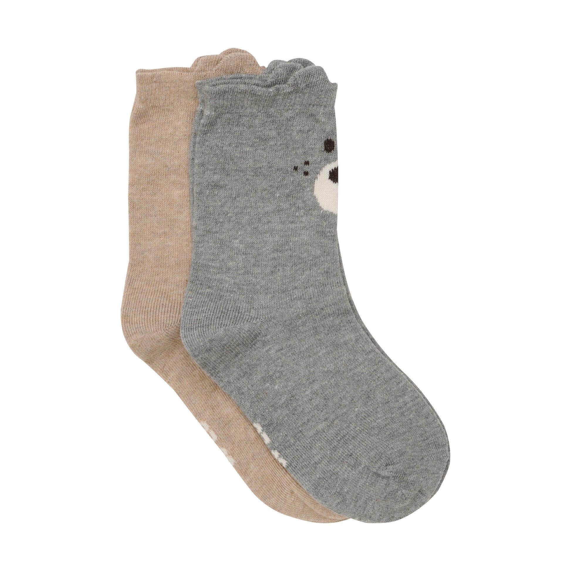 2er Pack braune MINYMO Socken mit süßen Bärenmotiven.