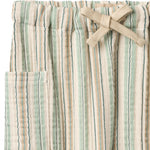 Klassische Hose mit feinen Streifen von WHEAT. Die lange Musseling-Hose Arne besticht durch ihre zeitlose Eleganz und den hohen Tragekomfort. Gefertigt aus 100% Bio-Baumwolle, bietet sie sanfte Haptik und nachhaltige Qualität. Perfekt für vielseitige Styling-Möglichkeiten im Alltag.
