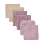 Muslin-Tücher von PIPPI in einer Auswahl an verschiedenen Lilatönen – weich, vielseitig und ideal für den täglichen Gebrauch.