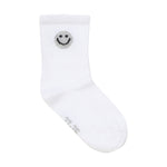 Dieses 2er-Set grauweiße Tennissocken von Minymo besticht durch ein fröhliches Smiley-Motiv und sorgt für Komfort und gute Laune beim Sport.