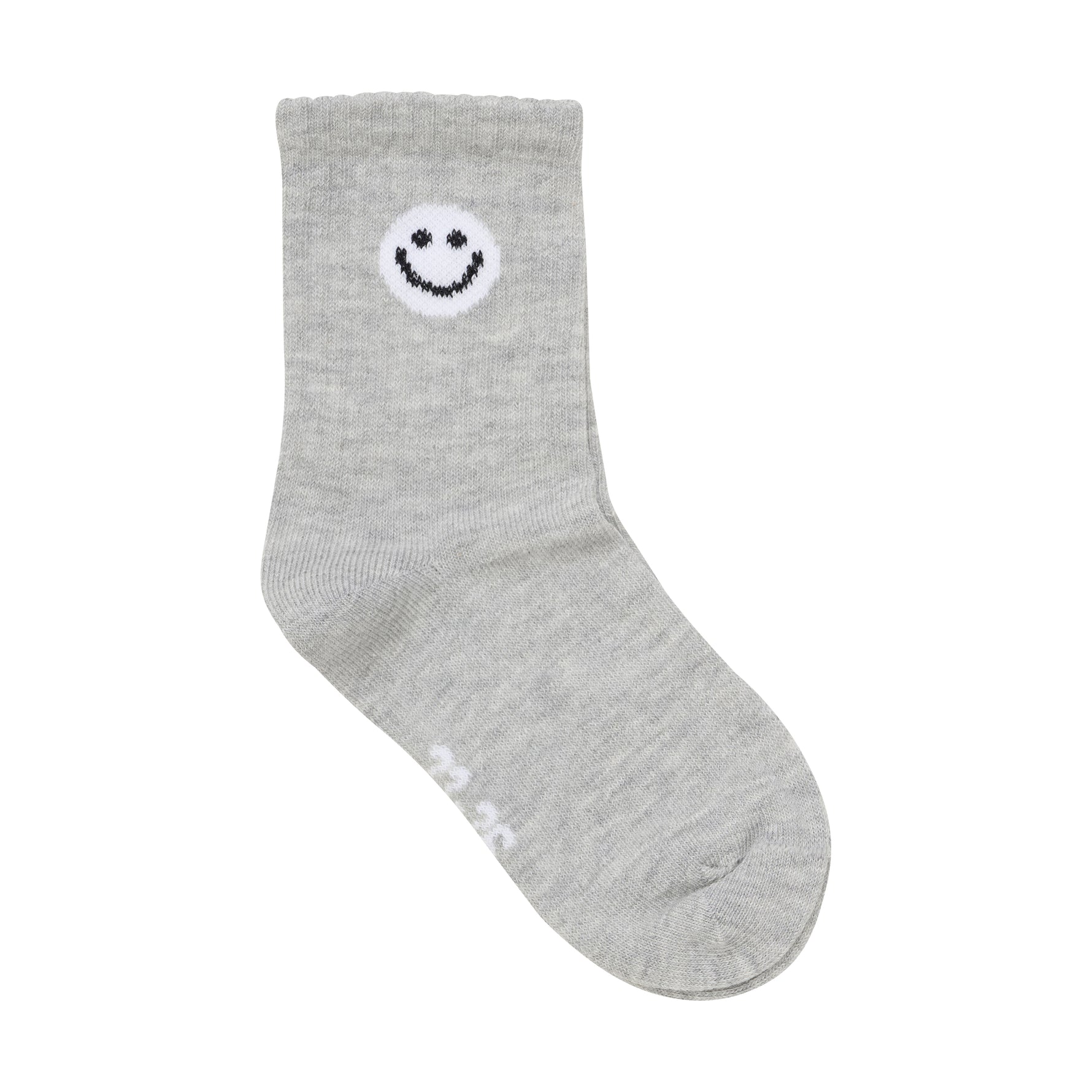 Dieses 2er-Set grauweiße Tennissocken von Minymo besticht durch ein fröhliches Smiley-Motiv und sorgt für Komfort und gute Laune beim Sport.