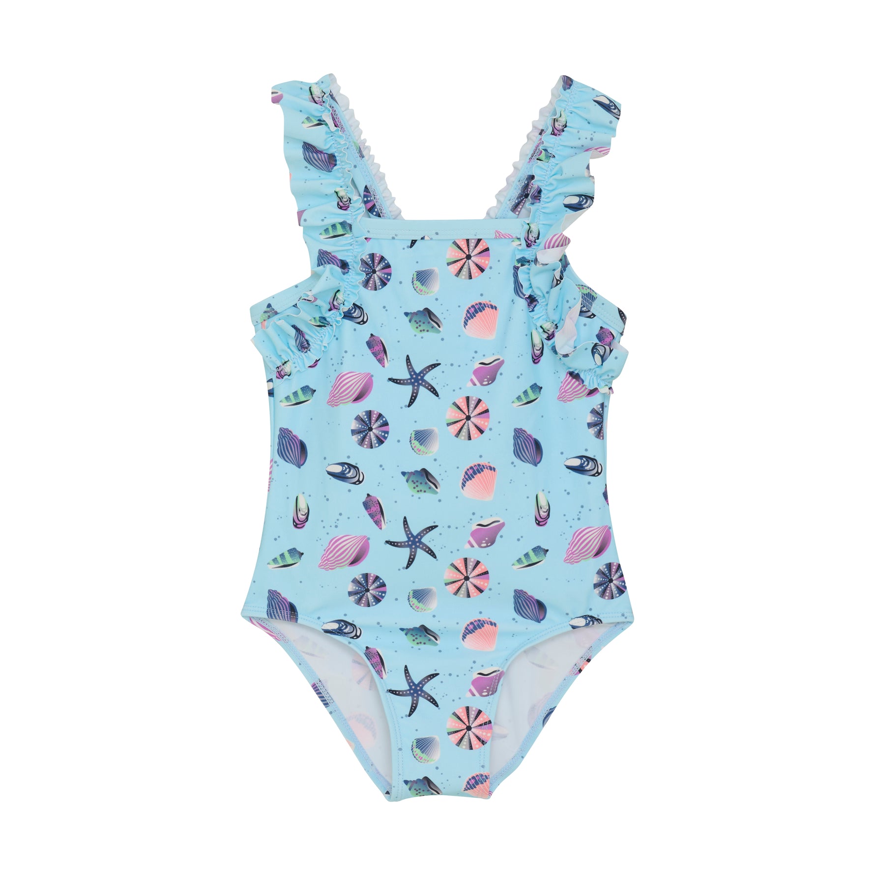 Dieser blaue Badeanzug von Color Kids besticht durch ein maritimes Muster und sorgt für einen fröhlichen Auftritt am Wasser.