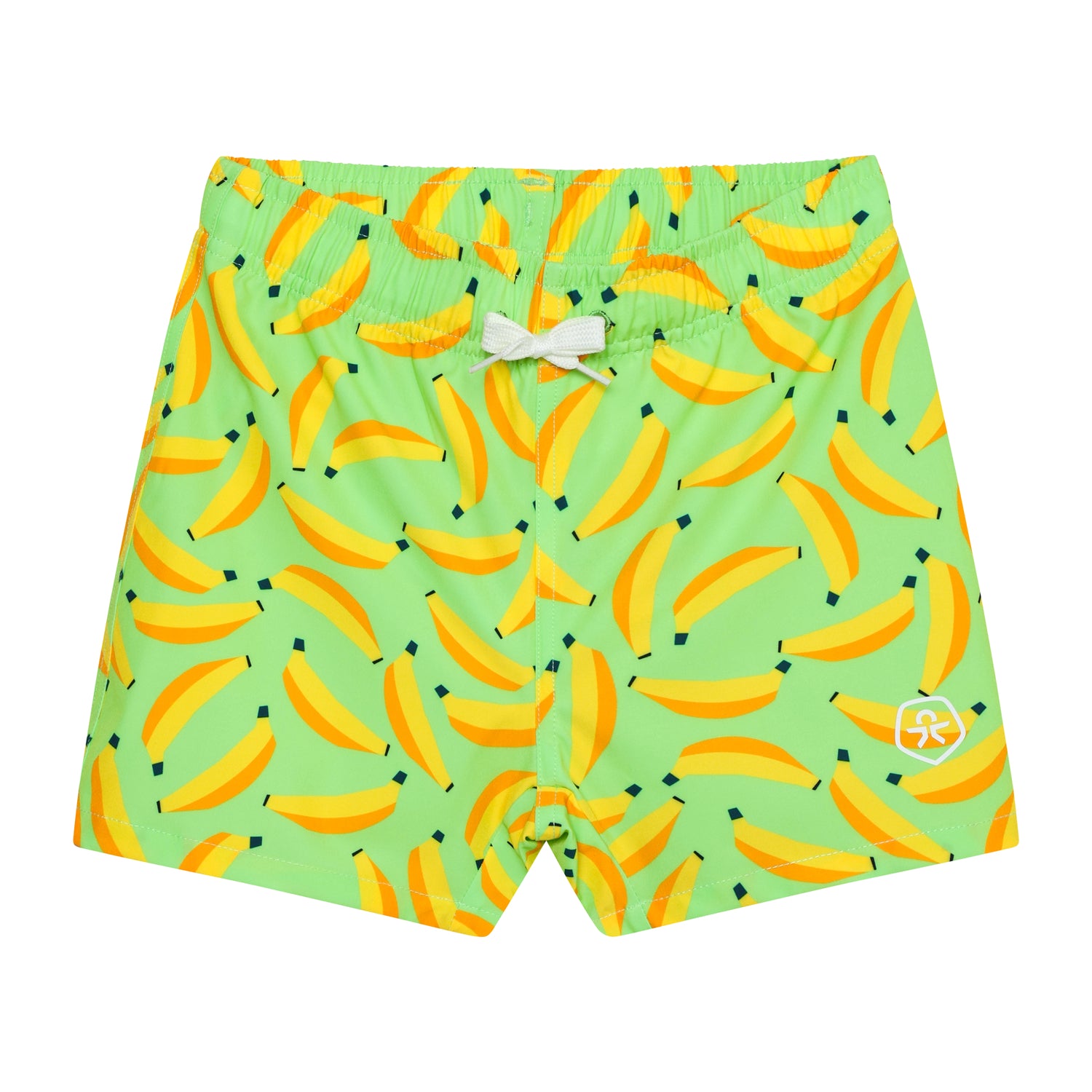 Grüne Badeshorts mit All-Over lustigem Bananenprint von Color Kids.