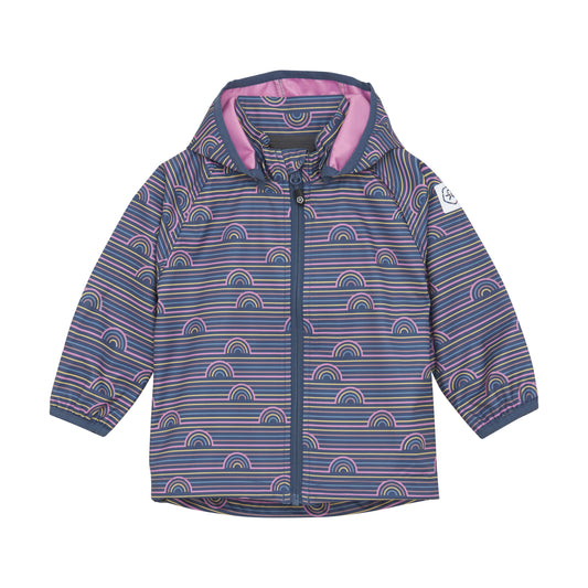 Die Softshell Jacke von Color Kids besticht durch ihr farbenfrohes Regenbogenmuster und bietet optimalen Schutz für die Kleinen.